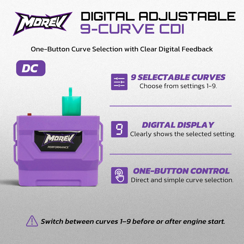 MOREV 4-pin DC CDI nine ignition curve settings and digital button controls
