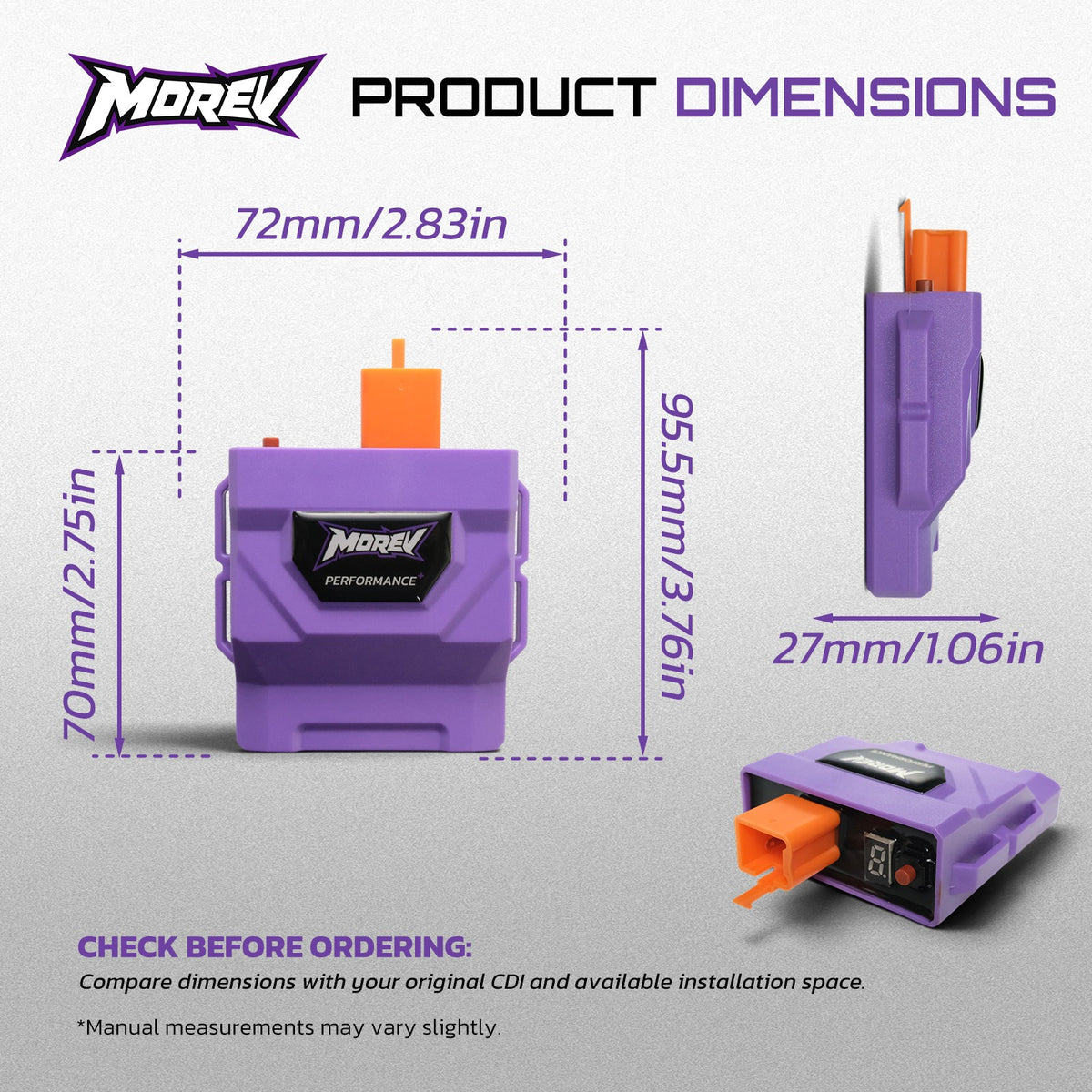 MOREV 5-pin AC CDI dimensions and profile