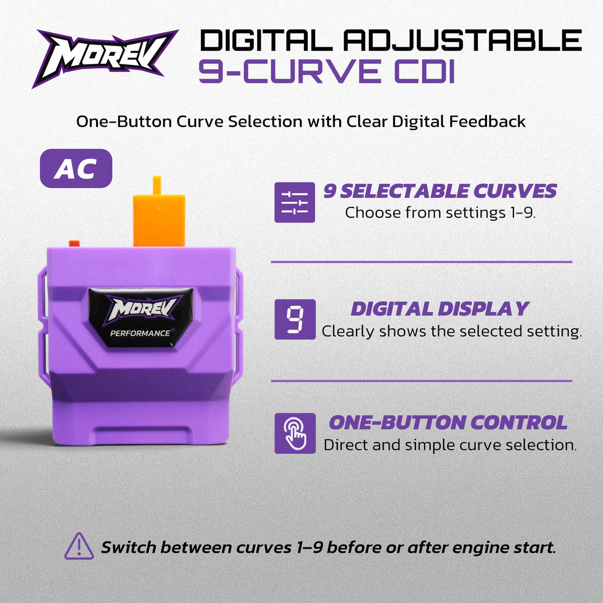 MOREV 5-pin AC CDI nine-curve controls and digital display