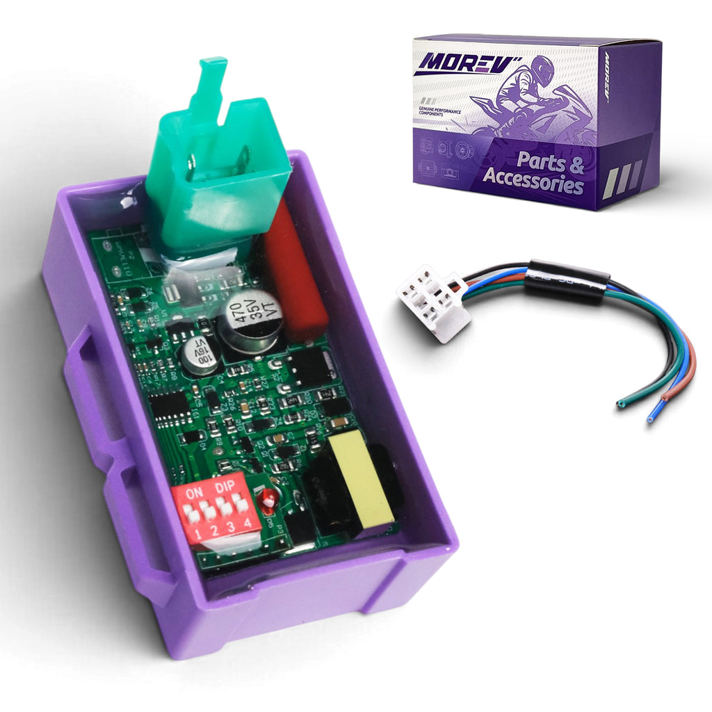 MOREV 4-pin DC DIP switch CDI with green connector red switches and adapter wire