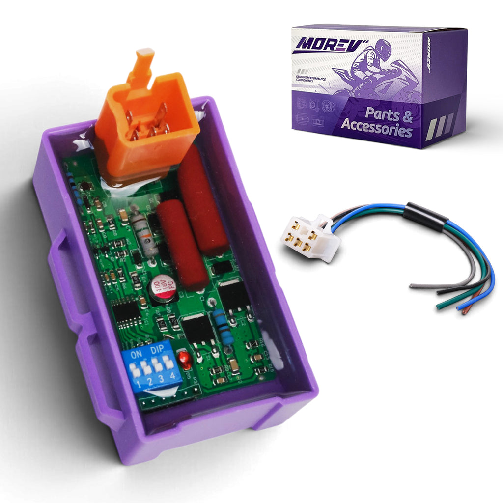 MOREV 5-pin AC DIP switch adjustable CDI ignition box orange connector and adapter lead