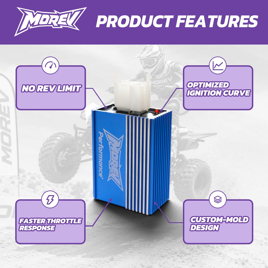 MOREV no rev limit DC CDI with preset advancing ignition timing profile