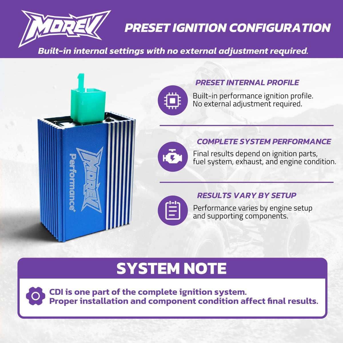 MOREV DC racing CDI preset ignition profile with no adjustment
