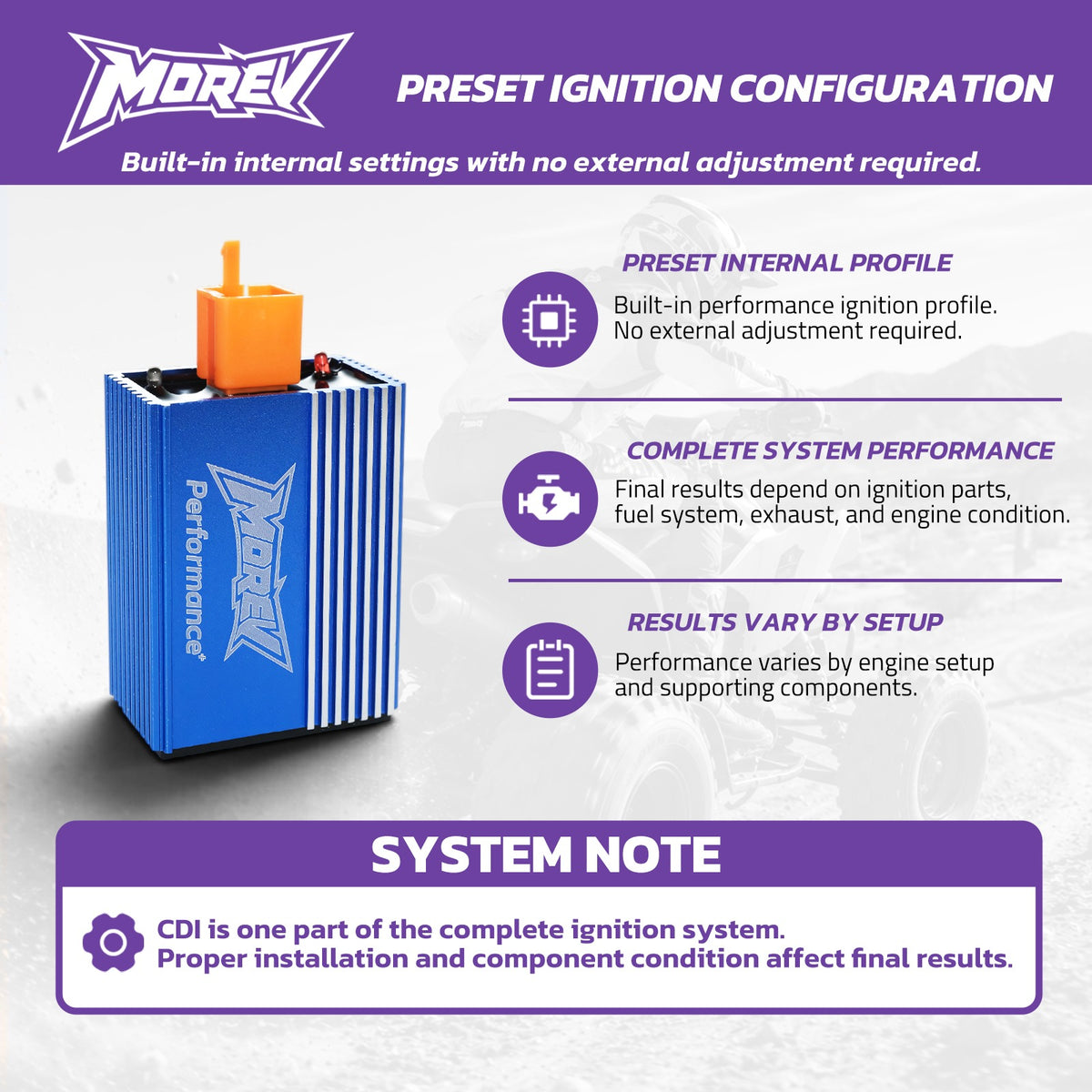 MOREV AC racing CDI preset advancing ignition timing non-adjustable